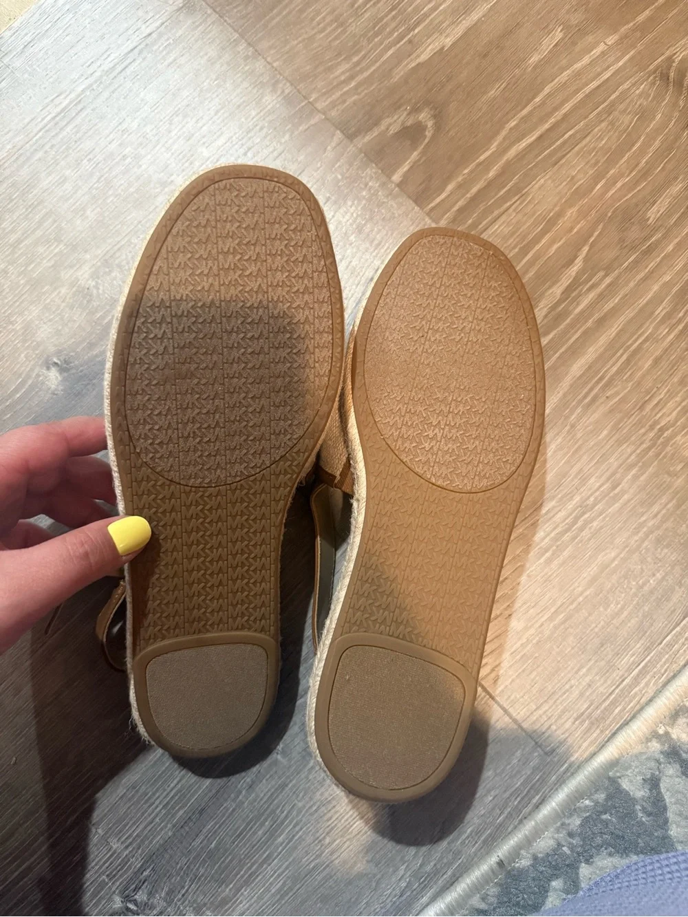 MICHAEL Michael Kors Beige Canvas Logo Slingback Sandals with Brown Trim - Picture 2 of 2